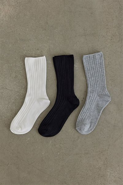 Suud Collection Gray Corded Socks