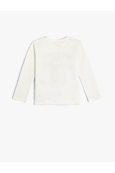 Koton Teddy Bear Printed Cotton Long Sleeve Crew Neck T-Shirt