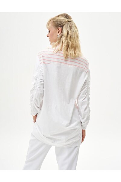 Kayra Shell Pink Tunic - Λεπτομερείς μανίκια με κορδόνια