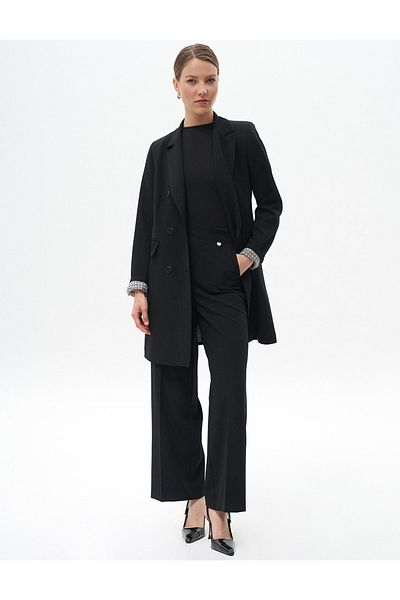 Kayra Wide Leg Black Trousers - Iron Trace