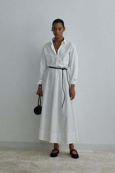 Suud Collection Ecru Day Poplin lobogó szoknya
