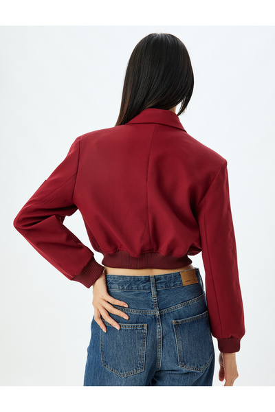 Koton Oversize dvouřadá žebrovaná bunda s kapsami v límci