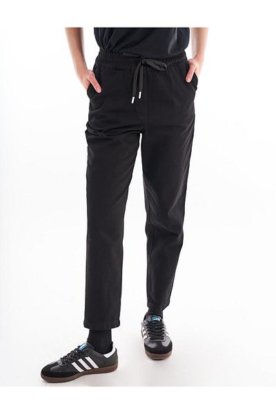 Kayra Black Denim Trousers - Elastic Waist