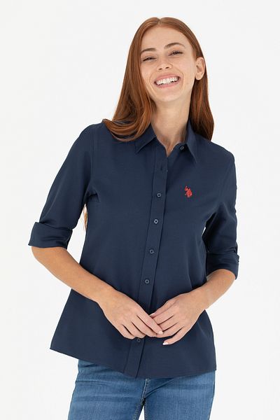 U.S. Polo Assn. Дамска тъмносиня риза с дълъг ръкав, базова, 50266361-VR033