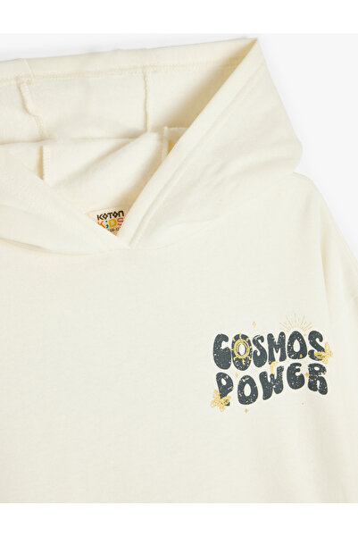 Koton Βαμβακερό φούτερ με μακρυμάνικη κουκούλα - Τσέπη καγκουρό και στάμπα