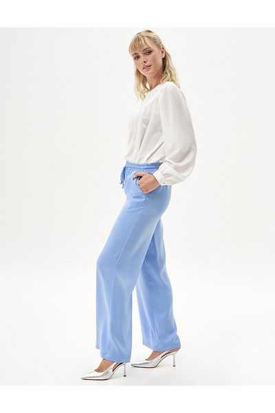Kayra Pantaloni albaștri cu talie elastică aviator