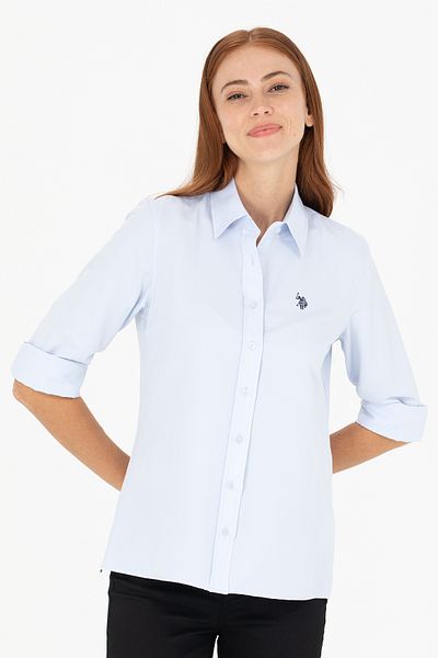 U.S. Polo Assn. Cămașă de damă albastru deschis - mânecă lungă, model de bază 50266361 -VR003