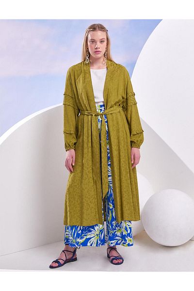 Kayra Îmbrăcăminte jacquard cu volane-kaki