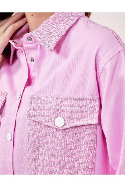 Kayra Garnished Denim Jacket Candy Pink