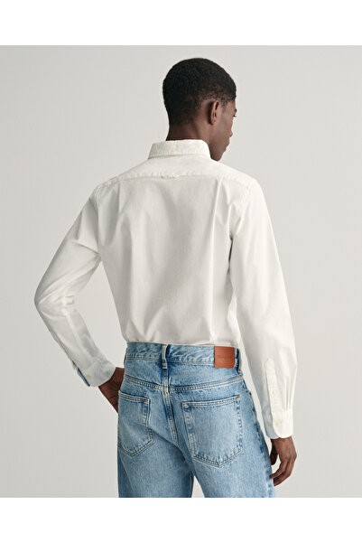 Gant Erkek Beyaz Slim Fit Düğmeli Yaka Gömlek