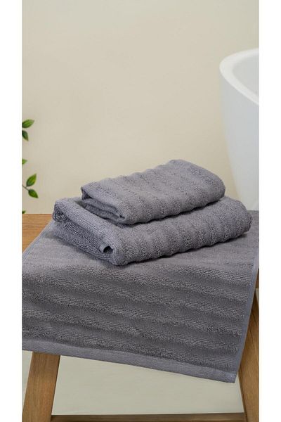 Bluenity Alegra 2dílná sada ručníků z přírodní bavlny - 50X90 + 30X50 cm Antracit