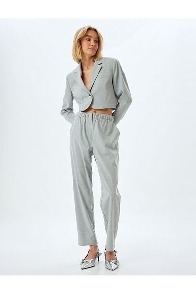 Koton Pocketed Elastic Waist High Waist Carrot Trousers