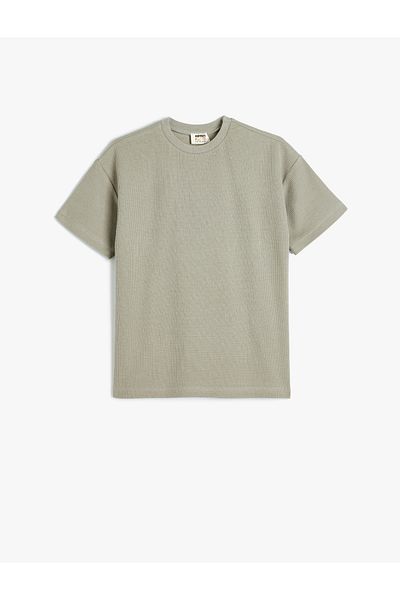 Koton Crew Neck Cotton Textured Short Sleeve T-Shirt