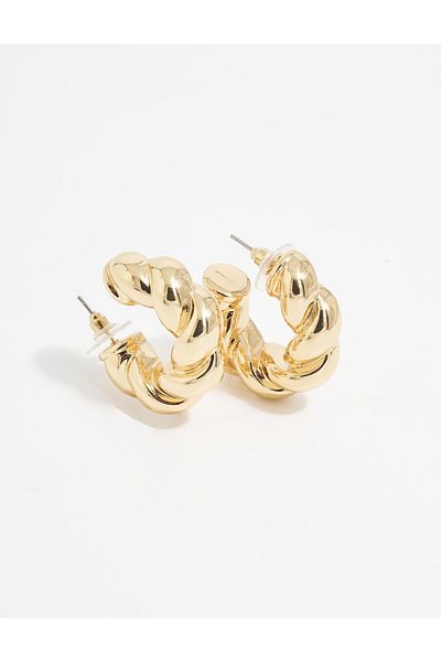 Kayra Gold Colored Twisted Earrings