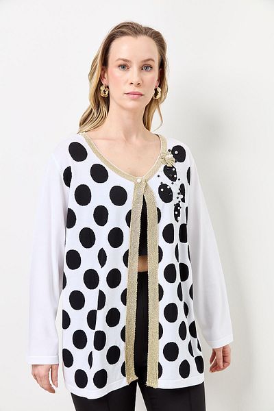 Two Mail B.B Polka Dot Cardigan WHITE-BLACK
