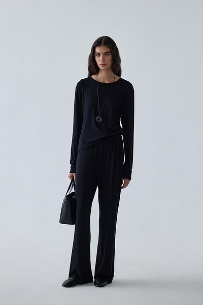 Suud Collection Cosie Black Elastic Waist Trousers