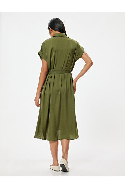 Koton Szatén Midi Aerobin ingruha - rövid ujjú és öves, kiszélesedő szoknya