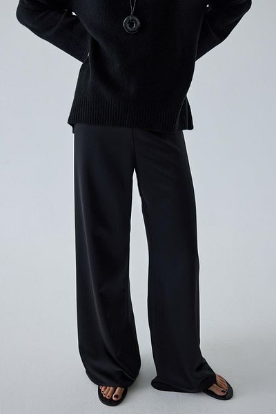 Suud Collection Černé kalhoty Pol Satin