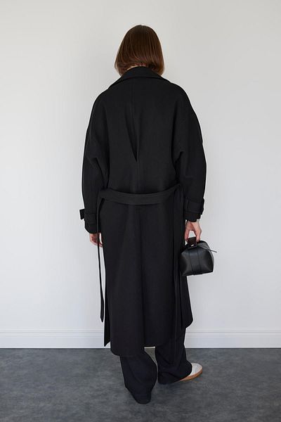 Suud Collection Černý Sudi Slit Maxi kabát