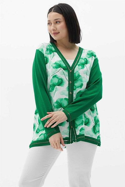 Two Mail Flower Cardigan Green