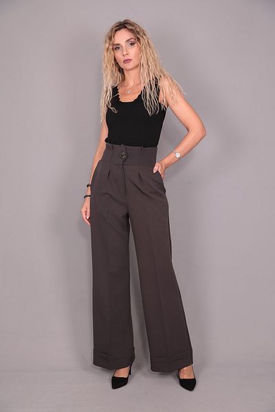 ÖNDER ÖZSOY Double Leg High Waist Trousers-Smoked