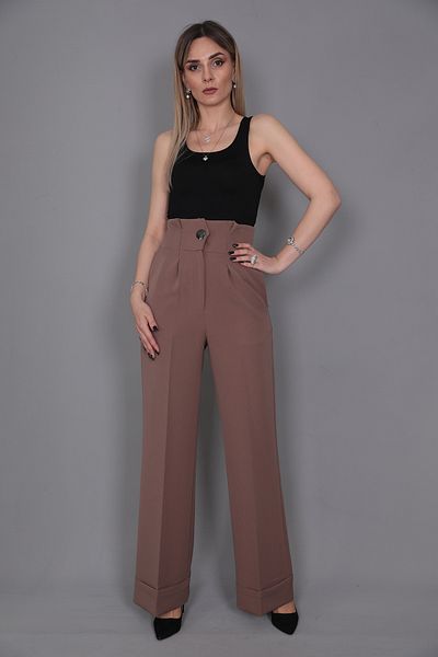 ÖNDER ÖZSOY Double Leg High Waist Trousers-brown