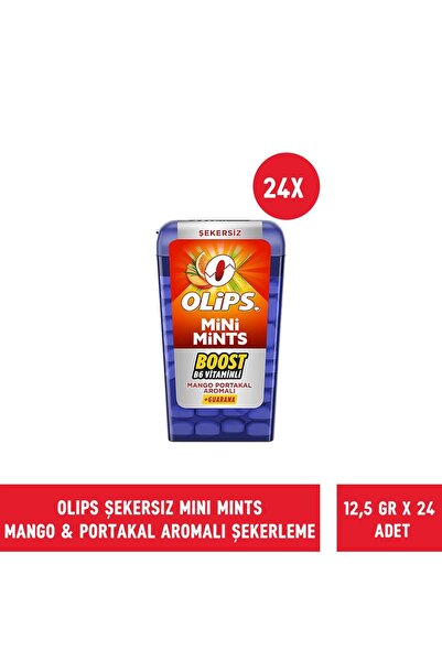 Olips OLİPS MİNİ MİNTS BOOST B6 VİTAMİNLİ MANGO PORTAKAL 12.5 GR - 24 Adet