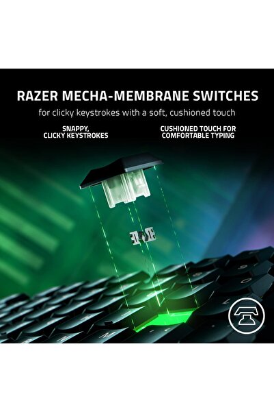 RAZER Ornata V3 Gaming Keyboard - US Layout, Low-Profile, Mecha-Membrane, RGB, Black