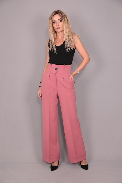 ÖNDER ÖZSOY High Waist Dusty Rose Double Leg Trousers