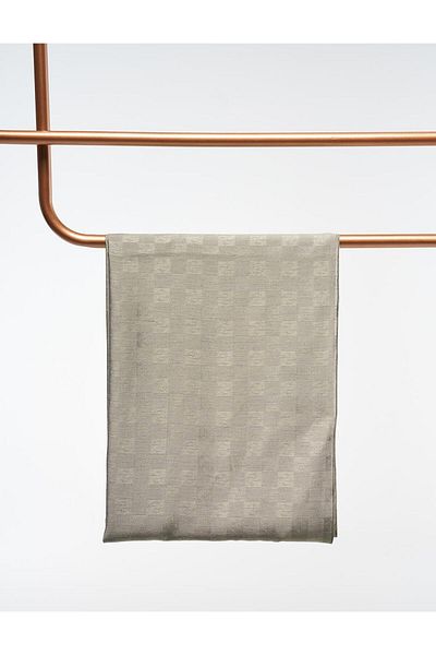 Kayra Monogram Patterned Wool Silk Shawl Mint