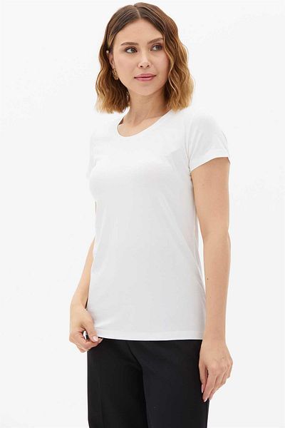 Two Mail White Basic Short Sleeve Blouse