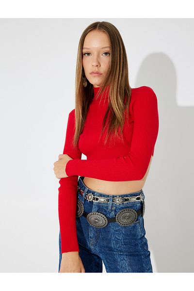 Koton New Season Koton X Zeynep Bastık - Long Sleeve Slim Fit Turtleneck Knitwear Crop Sweater