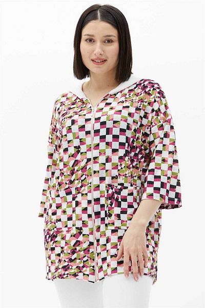 Two Mail Fuchsia Geometric Jacket
