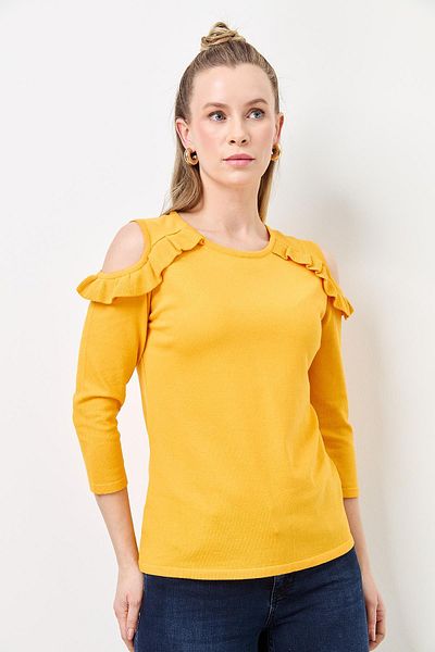Two Mail Ruffle Detailed Knitwear YELLOW