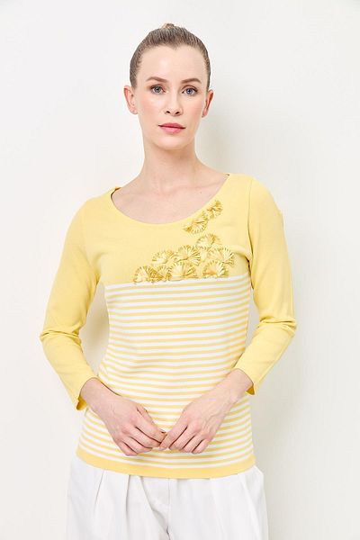 Two Mail Striped Sweater Yellow-White