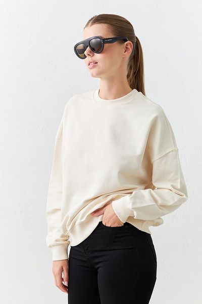 Setre Long Sleeve Mini Printed Cream Sweatshirt - Crew Neck