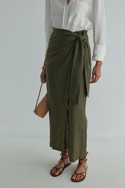 Suud Collection Khaki plátěné zavinovací kalhoty - model Alia