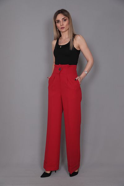 ÖNDER ÖZSOY Double Leg High Waist Trousers-red