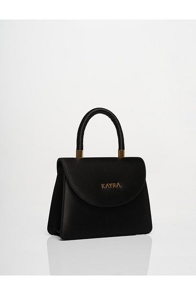 Kayra Mini Geanta Neagra Satin - Cu Husa