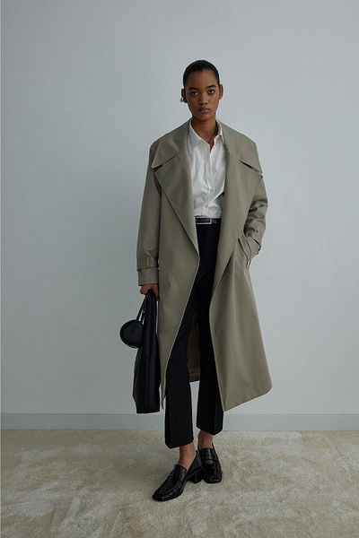 Suud Collection Lehký khaki rowe Gabardine trenčkot