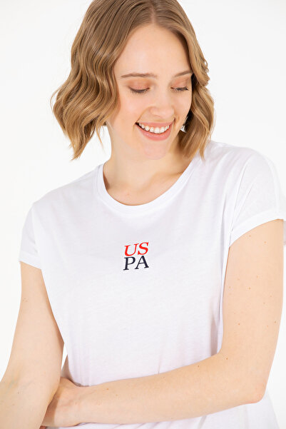 U.S. Polo Assn. Γυναικείο λευκό μπλουζάκι με λαιμόκοψη ποδηλάτου 50267008-VR013