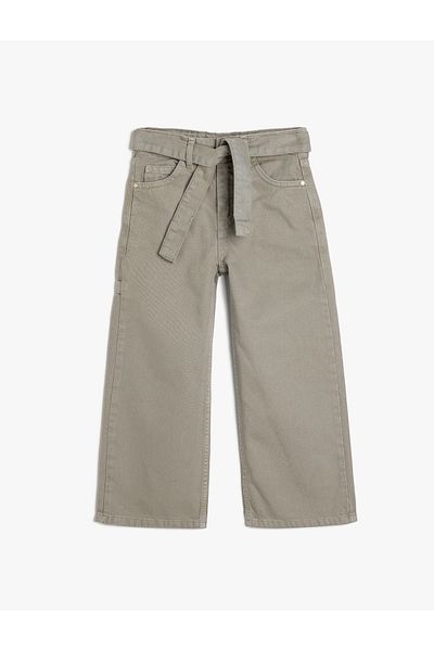 Koton Belted Wide Leg Jeans - Pocket Detailed