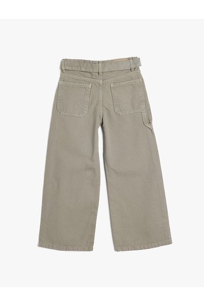 Koton Belted Wide Leg Jeans - Pocket Detailed