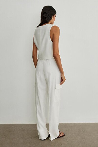 Suud Collection Λευκό παντελόνι Cargo Line Como