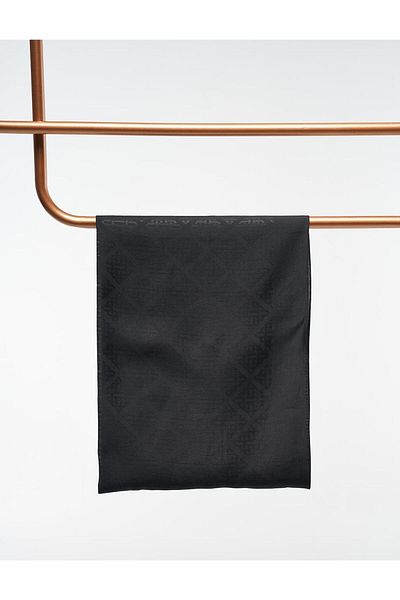 Kayra Baklava Patterned Wool Silk Shawl Black