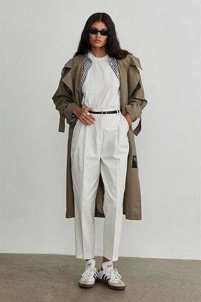 Suud Collection Płaszcz oversize w kolorze khaki z metalową klamrą