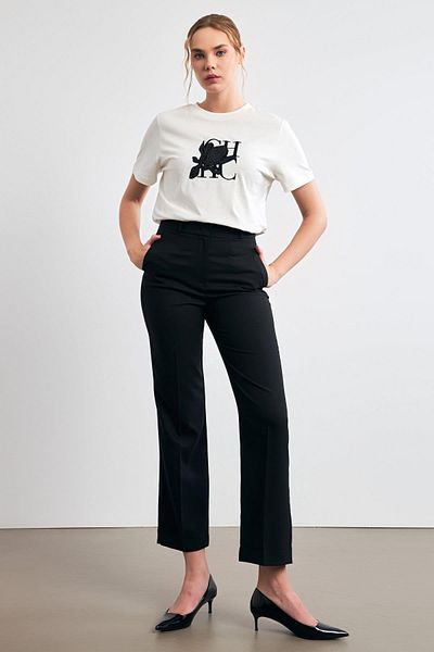 Setre Pantaloni din material negru cu model