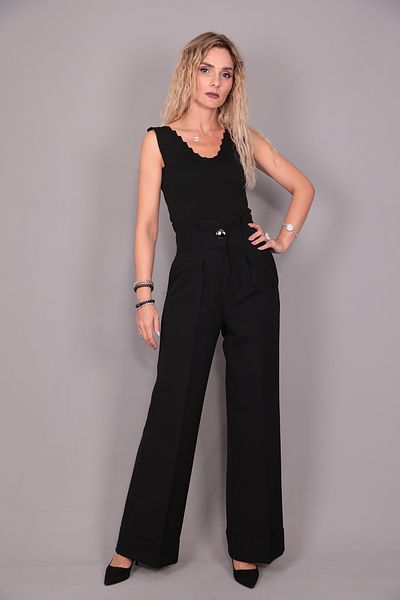 ÖNDER ÖZSOY Double Leg High Waist Trousers-Black
