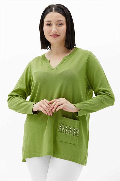 Two Mail Pocket Detailed Blouse Green