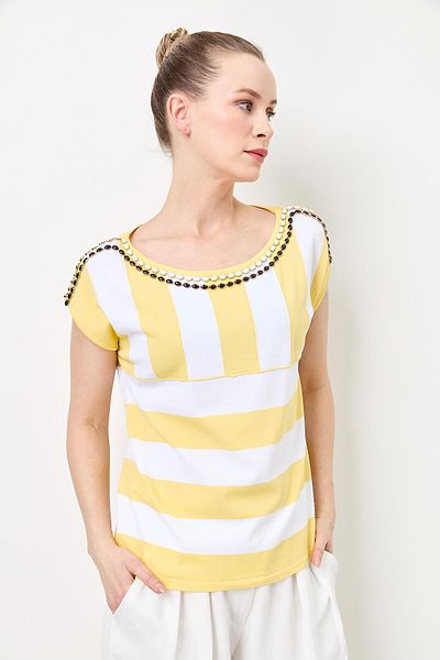 Two Mail Striped Blouse YELLOW